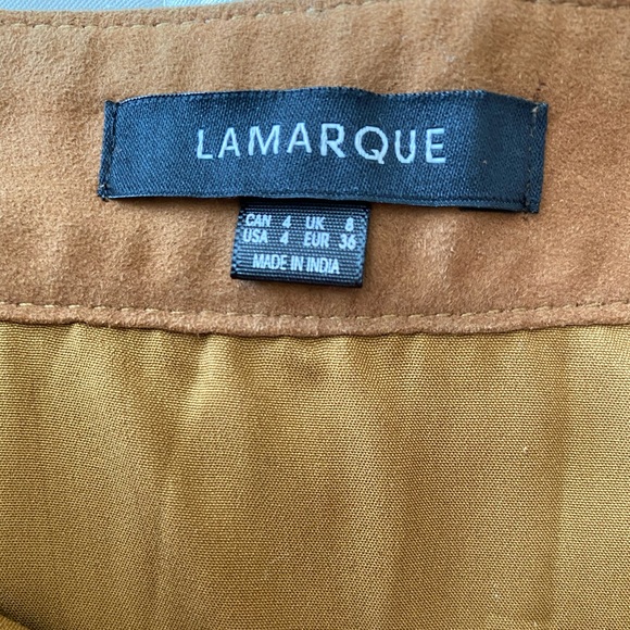 LaMarque Suede Patchwork Button-front Skirt - Picture 3 of 6